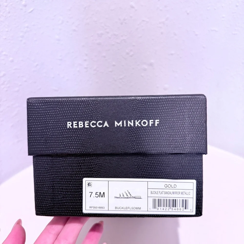 Rebecca Minkoff Gold Buckle Vegan Leather Women’s Sandals Size 7.5 NIB
